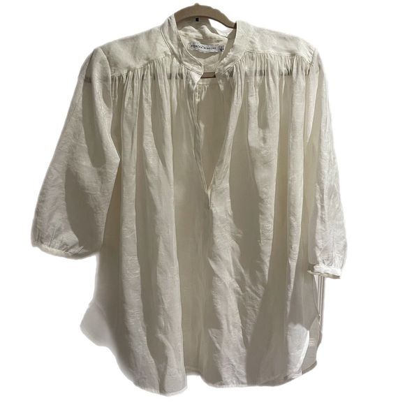 REBECCA MINKOFF Women's Small 3/4 Sleeves Modal Blend Top Blouse Cream Loose Fit - Picture 4 of 12